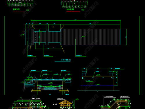 園林景觀橋CAD施工設計圖與假山平面圖下載指南